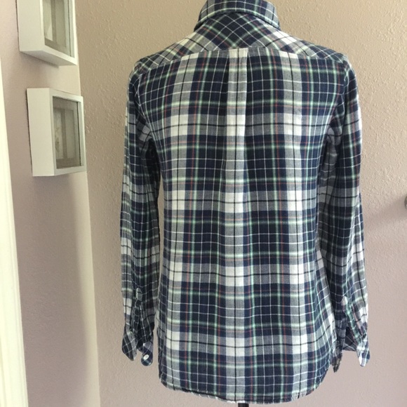 SOLD BANANA REPUBLIC Soft Wash Blue Plaid Shirt XS - Picture 5 of 8